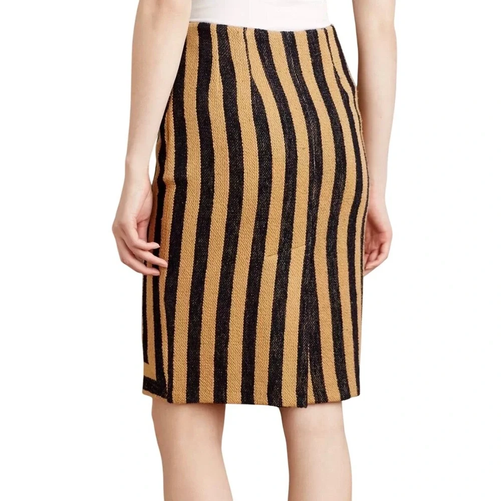 Eva‎ Franco Anthropologie Angler Pencil Skirt Chevron Neutral Motif 12 NWT